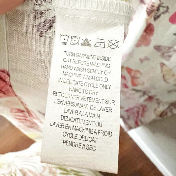 Hale Bob Butterfly 100% Linen Midi Spaghetti Strap Sun Dress women's size small - Picture 9 of 12